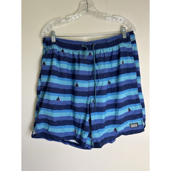 Saxx Swim Shorts Mens Size XL Oh Buoy 2N1 Swim Trunks Drawstring Pool Surf 7” - Picture 1 of 3